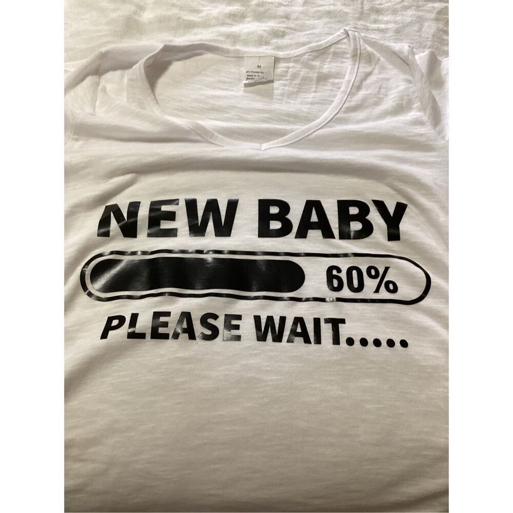 “ New Baby Please Wait “ Maternity Tee Shirt M - Picture 3 of 5